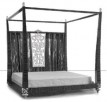 Кровать с мягким изголовьем и балдахином, ткань кат.В (Art. 2003E) - Blue Diamond ebony