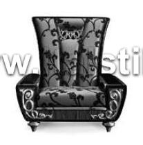 Кресло с резьбой по центру, ткань кат.В (Art. 1400E) - Blue Diamond ebony
